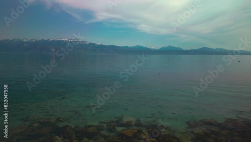 Static shot of Lake Geneva in Switzerland