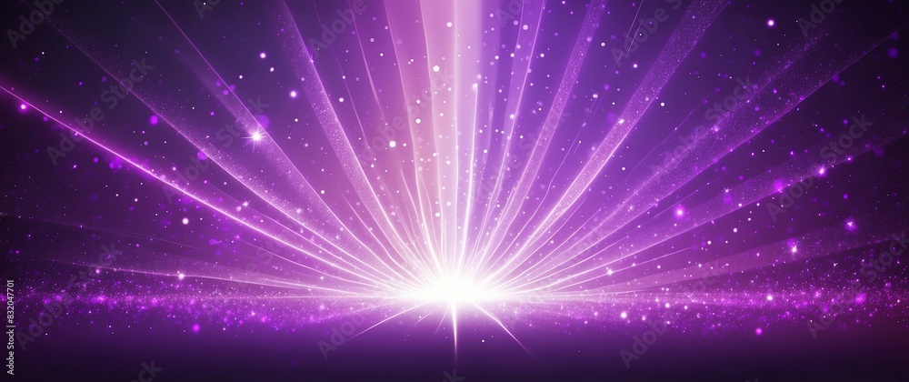 Naklejka premium abstract bright glitter bokeh purple rays of light beams spectrum banner illustration