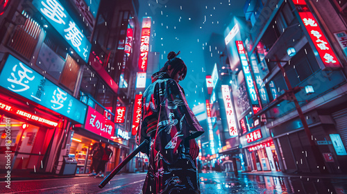 A Japan samurai in city