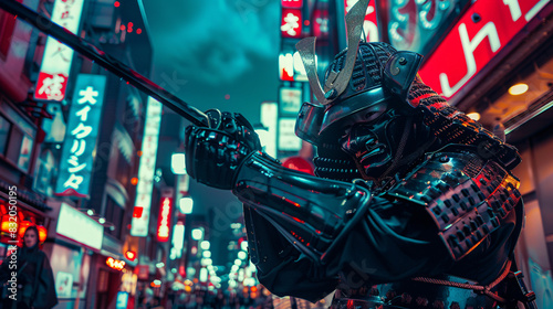 A Japan samurai in city photo