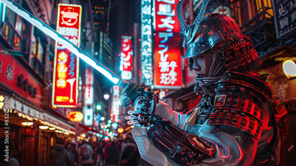 Fototapeta premium A Japan samurai in city