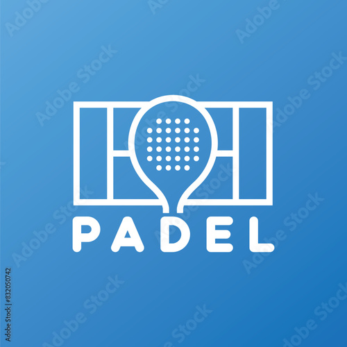 Padel logo, padel racket and ball logo design vector