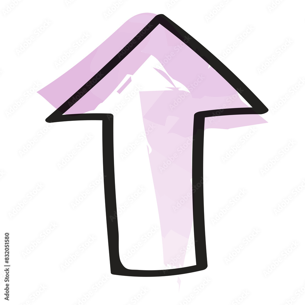 Up arrow png, doodle icon clipart in transparent background