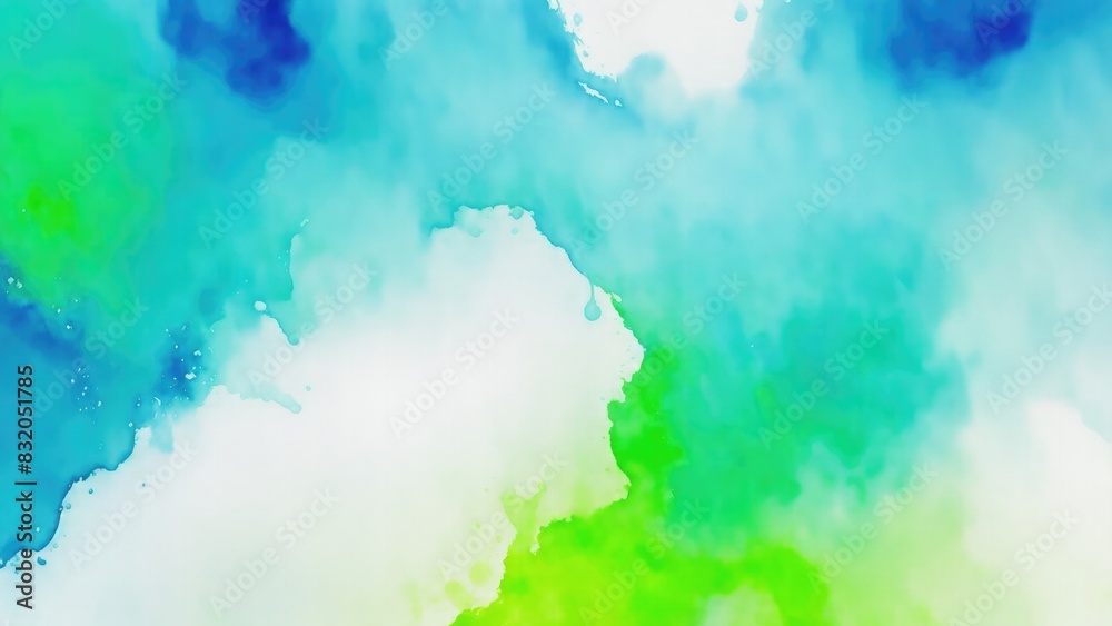 Abstract watercolor paint background by Cyan color blue and green with liquid fluid texture for background