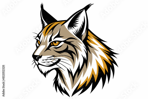 bobcat head side-view silhouette vector illustration  photo