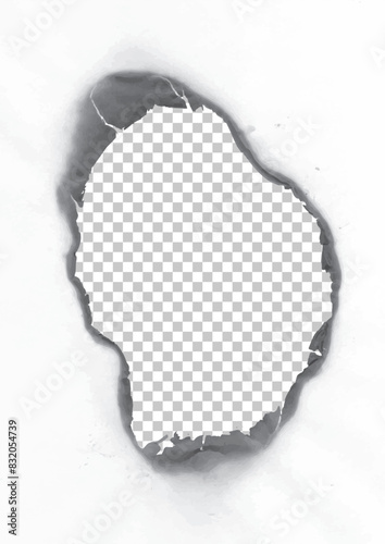 burned hole on a transparent background, circle, Realistic, burning, paper, texture,