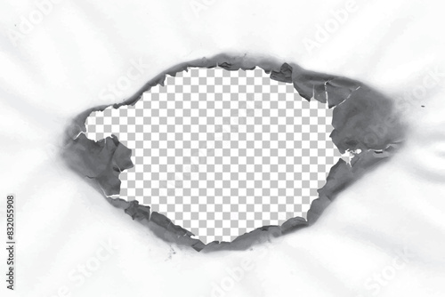 burned hole on a transparent background, circle, Realistic, burning, paper, texture,