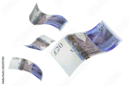 Png 20 British pounds bank notes, transparent background photo