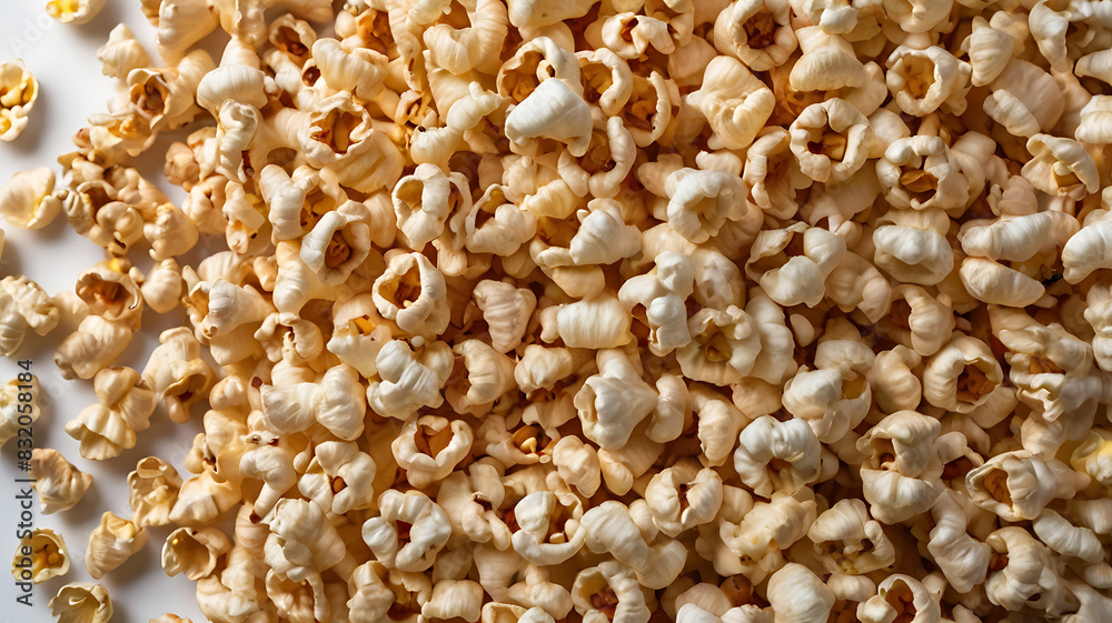 A Pile of popcorns on a plain solid white background with copy space
A Pile of popcorns on a plain solid white background with copy space