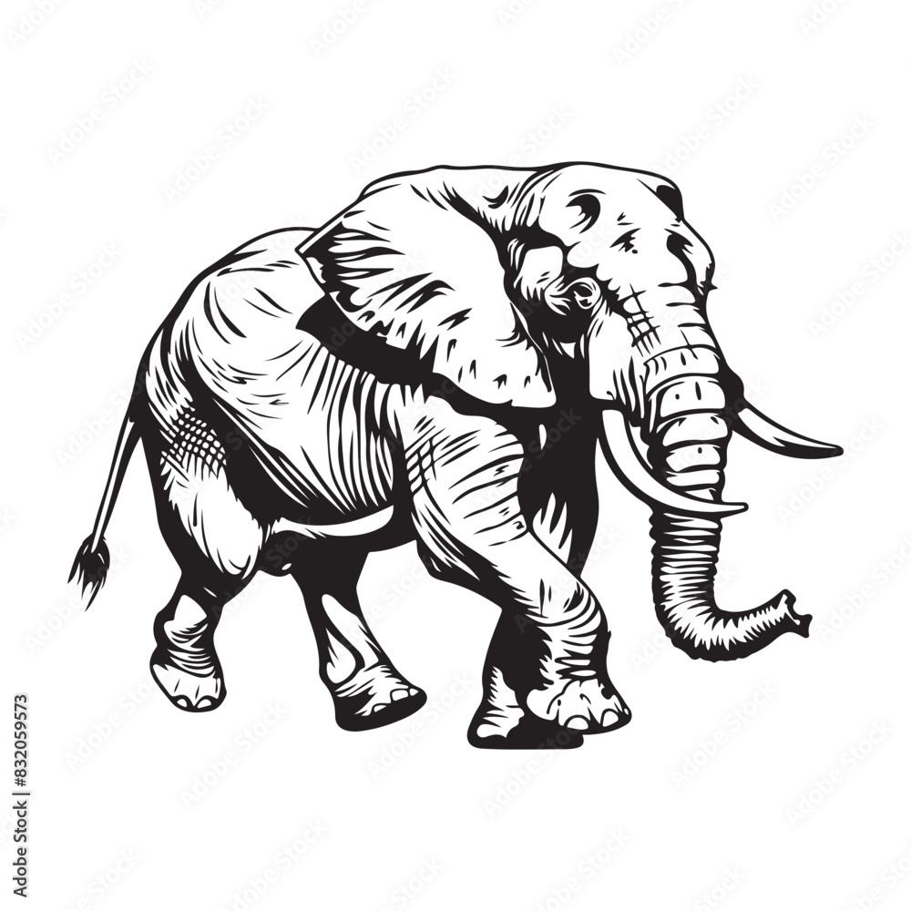 Elephant Walk Image Vector isolated on white background Elephant Walk Image Vector isolated on white background