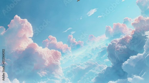 animated 4K video background of landscape of white clouds floating in a blue sky, providing a calming and visually appealing backdrop.