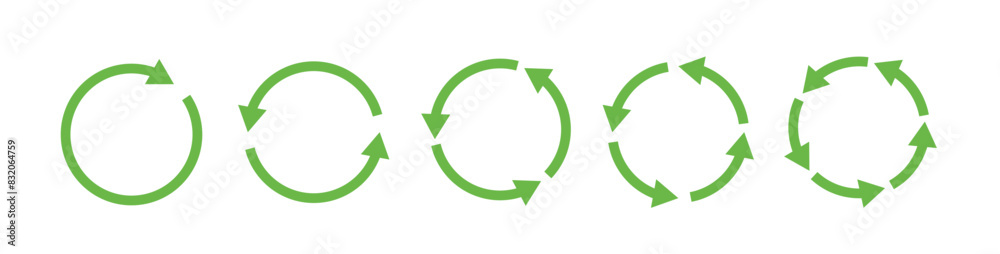 Green recycling signs. Circular arrows set. Green recycling signs. Circular arrows set.