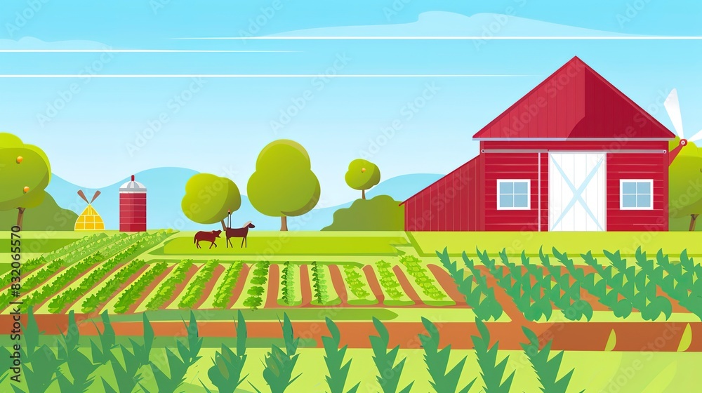 Fototapeta premium Agricultural tourism website banner flat design front view visiting farms theme animation vivid