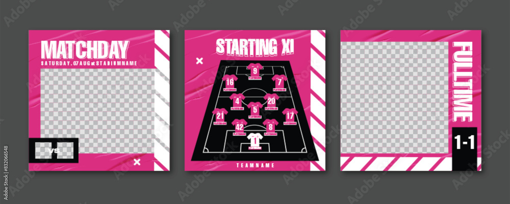 Sport Social Media Post Template , Football Match Day , Starting 11 , Starting Eleven , Player name and Number Sport Social Media Post Template , Football Match Day , Starting 11 , Starting Eleven , Player name and Number