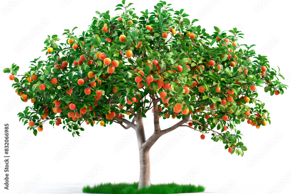 A tree of ripe apples branch isolated on white plane background A tree of ripe apples branch isolated on white plane background
