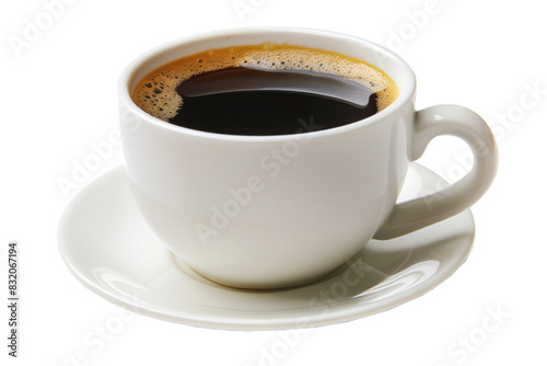 A white coffee cup with a black liquid in it