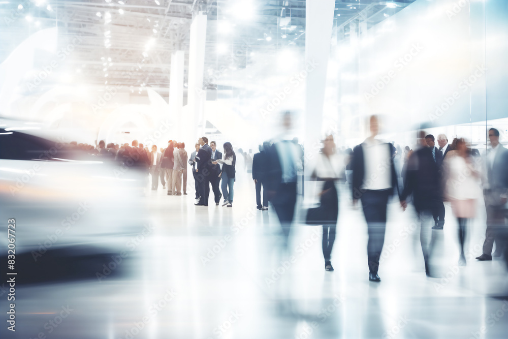 blur image of visitors at motor show or exhibition hall. blur image of visitors at motor show or exhibition hall.
