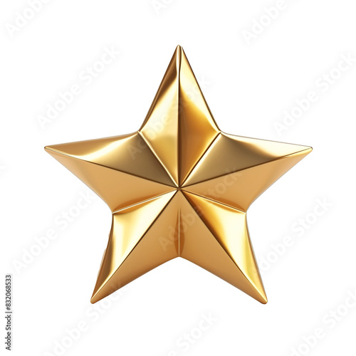 A gold star with a shiny, reflective surface
