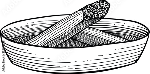 Palo santo stick. Hand drawn aroma burning stick, ritual element and sacred symbol for witchcraft, boho aromatherapy wood. Vector of aroma, esoteric hand drawn palo santo illustration