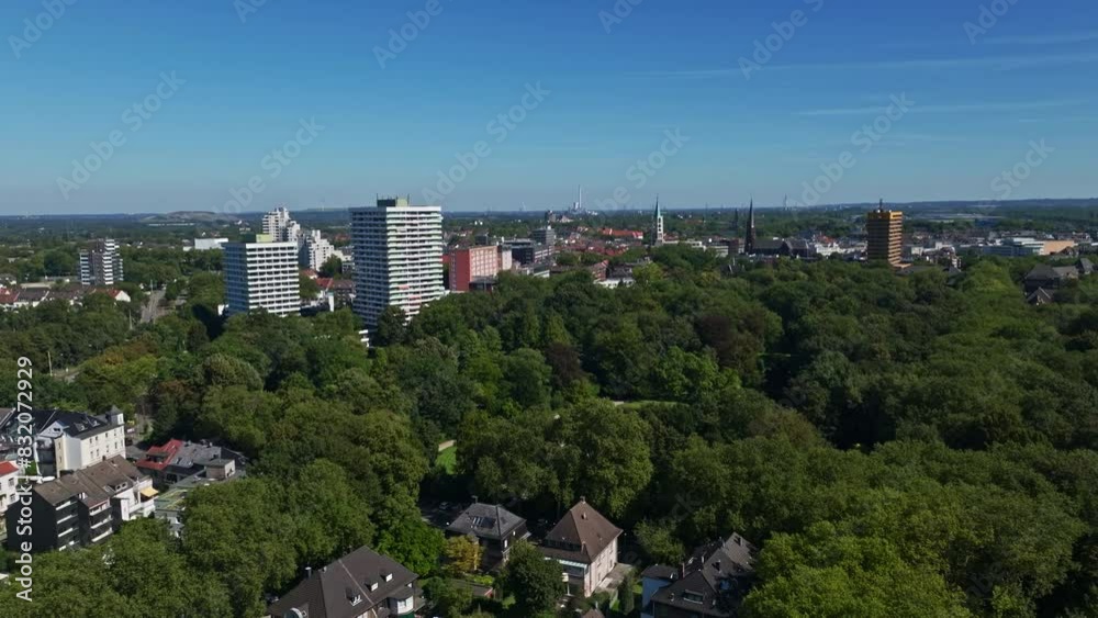 Aerial drone view of Stadtgarten Gelsenkirchen (Gelsenkirchen City Garden), located in the district of Gelsenkirchen-Altstadt, Germany. Aerial drone view of Stadtgarten Gelsenkirchen (Gelsenkirchen City Garden), located in the district of Gelsenkirchen-Altstadt, Germany.