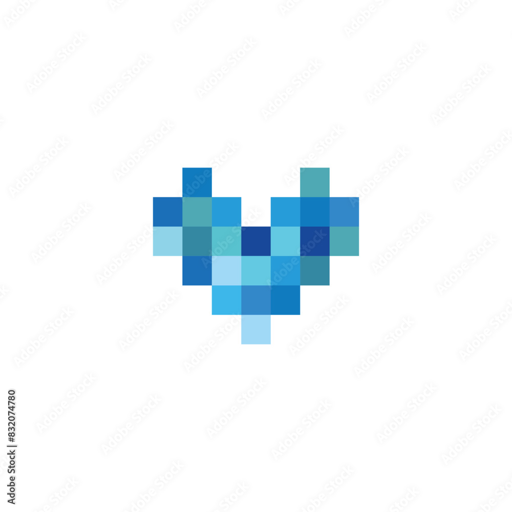 heart pixel,simple blue pixel vector logo symbol heart pixel,simple blue pixel vector logo symbol