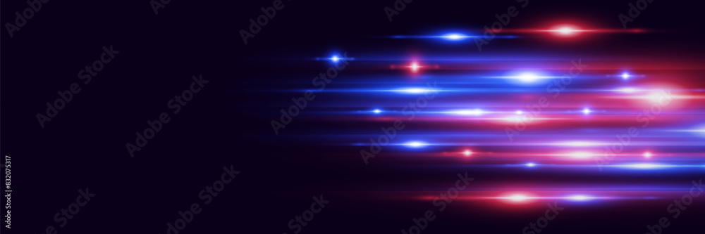 
Modern abstract high speed light effect. Movement of lines and laser beams, horizontal light glare.
