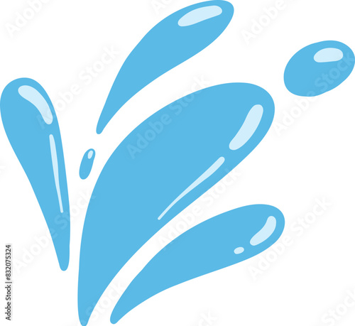 Cartoon blue dripping water drop, splash, spray and tear. Liquid flow, wave, stream and puddle. Nature water motion shape vector. Illustration of rain water drop, liquid splash