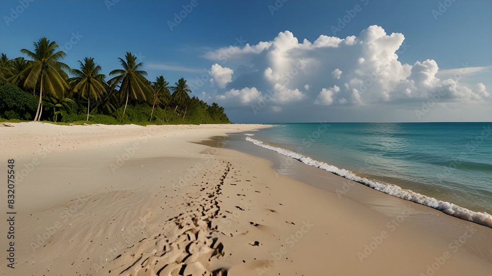Coastal Beauty: The Majestic Sight of Waves on the Beach, tropical beach panorama Anguilla island Caribbean sea, tropical island beach view with dark blue sky
