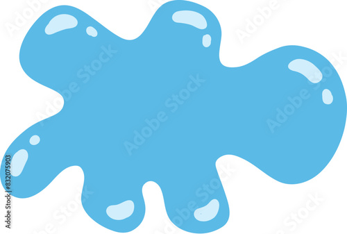 Cartoon blue dripping water drop, splash, spray and tear. Liquid flow, wave, stream and puddle. Nature water motion shape vector. Illustration of rain water drop, liquid splash