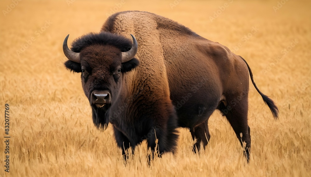 a-bison-standing-in-a-field-of-golden-wheat-
