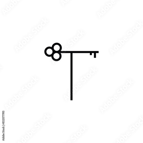 letter T key unique simple vector logo symbol