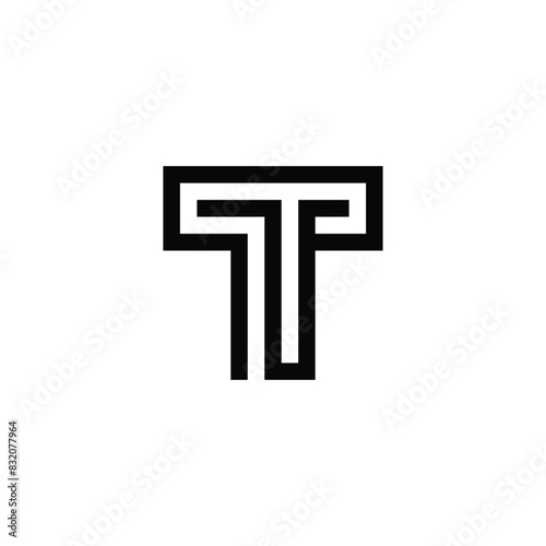 letter T simple striped vector logo symbol