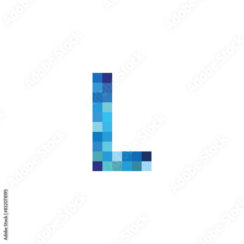 Free Download letter L pixels, simple blue vector logo symbol - GFXLoad
