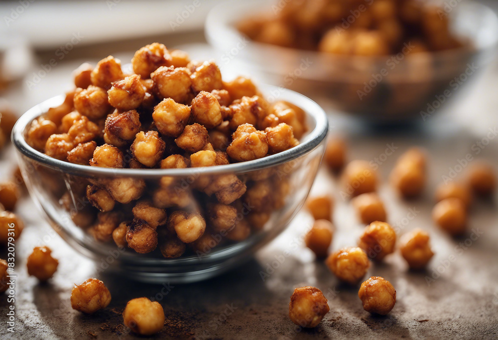 Crunchy roasted chickpeas seasoned with spices Crunchy roasted chickpeas seasoned with spices