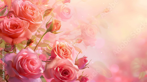 Light pink roses on a soft pink background. The roses are of different sizes and are in different stages of bloom.