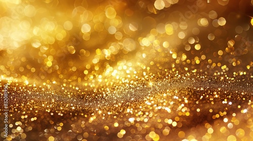 Luxury golden background with golden shining glowing glitter particles  festive Christmas and new year pattern.