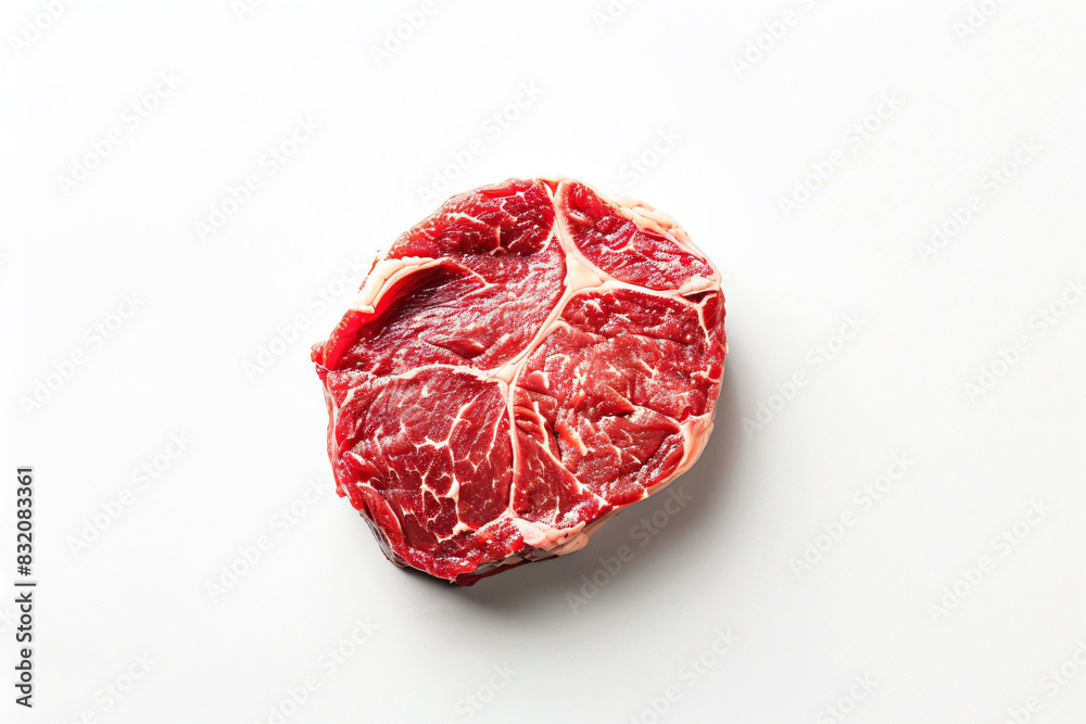 a piece of meat on a white surface a piece of meat on a white surface