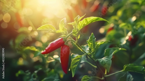 Chili Pepper on the Plant photo