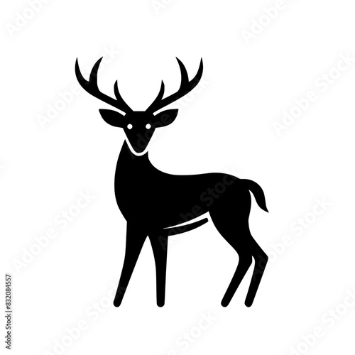 Elegant Silhouette Of A Deer Standing Against A White Background