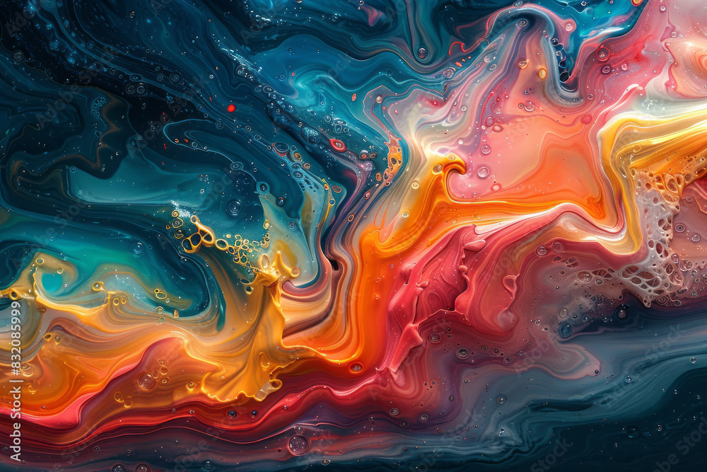 Colorful abstract fluid art with vivid swirling patterns