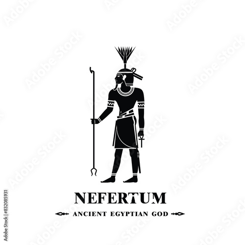 Ancient egyptian god nefertum silhouette, middle east god Logo