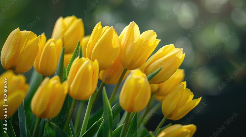 Yellow tulip bouquet as a greeting card backdrop Yellow tulip bouquet as a greeting card backdrop