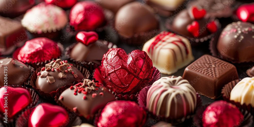 chocolate candies and blur background