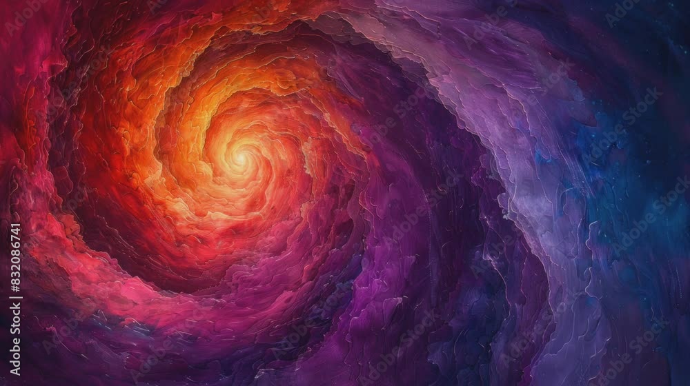 Infinite looping video background featuring abstract purple and red ink paintings, characterized by jagged spirals. 4K footage video