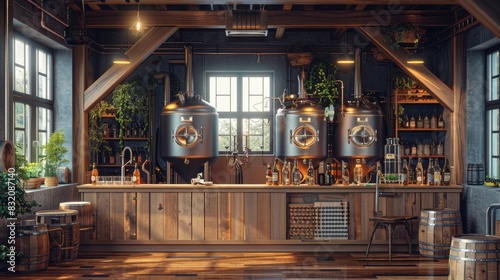 The photo shows a bar counter in a rustic setting