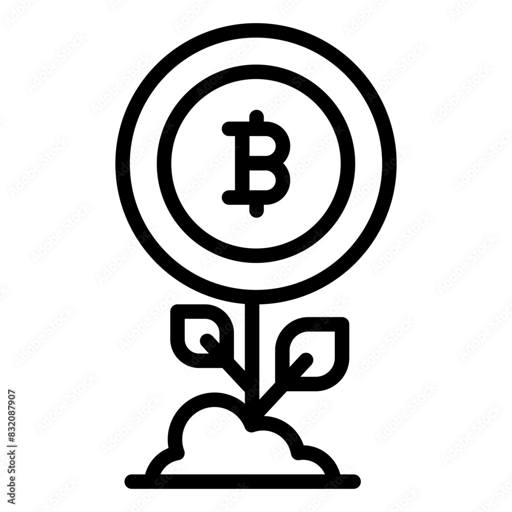 Bitcoin plant growth icon in editable design
Bitcoin plant growth icon in editable design