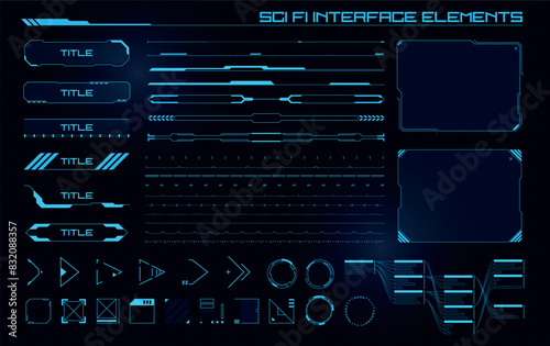 Set of Sci Fi Modern User Interface Elements. Futuristic Abstract HUD. Good for game UI. Vector Illustration EPS10