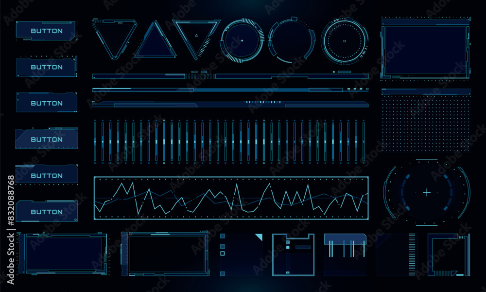 Set of Sci Fi Modern User Interface Elements. Futuristic Abstract HUD. Good for game UI. Vector Illustration EPS10 Set of Sci Fi Modern User Interface Elements. Futuristic Abstract HUD. Good for game UI. Vector Illustration EPS10