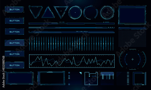 Set of Sci Fi Modern User Interface Elements. Futuristic Abstract HUD. Good for game UI. Vector Illustration EPS10