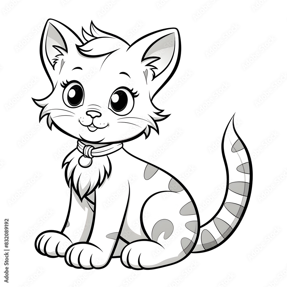 Obraz premium cartoon coloring page cat